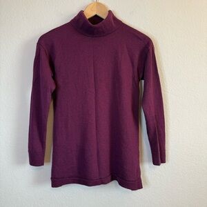 Talbots Plum Purple Merino Wool 3/4 Sleeve Lightweight Turtleneck Sweater Sz SML